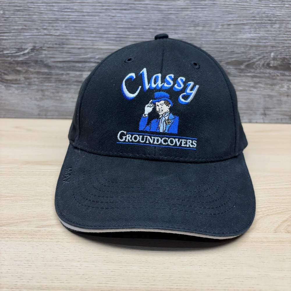 Classy Groundcovers Hat Cap Strap Back Black Blue Embroidered Mens Slogan